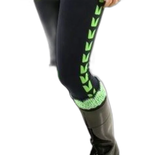 staff, green, person, wearing, black, leggings, accents, boots transparent PNG cut-out