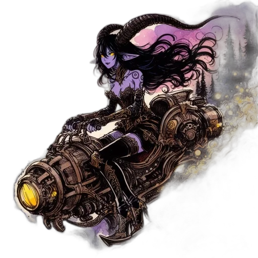 weapon, robot, car, concept art, fantasy art, comic book art, watercolor, dark transparent PNG cut-out