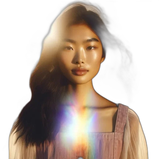 dress, face, jewelry, hair, photorealistic, concept art, fantasy art, vaporwave transparent PNG cut-out