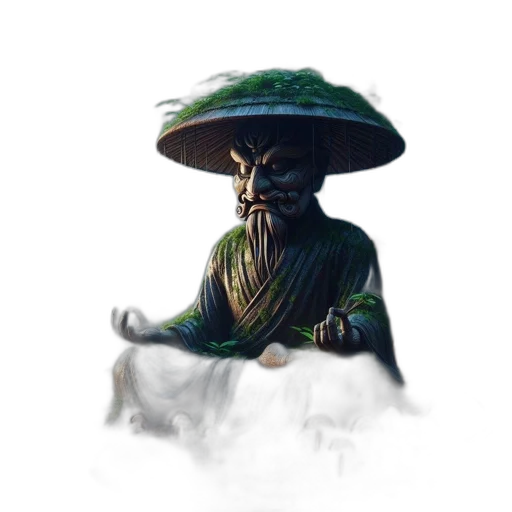 staff, mask, hat, umbrella, concept art, fantasy art, 3d render, pixel art transparent PNG cut-out