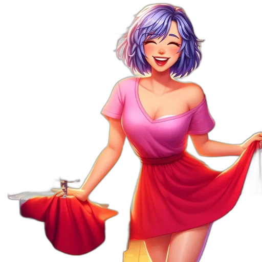 dress, concept art, cartoon, comic book art, photorealistic, animated, girl, blue transparent PNG cut-out
