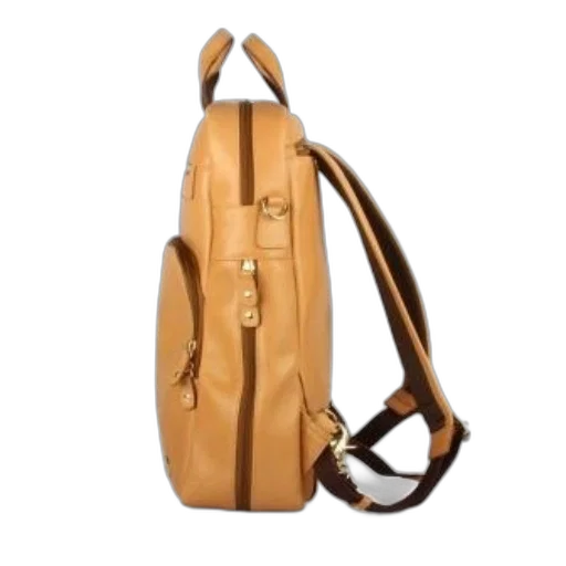 jacket, 3d render, earth tones, stylish, camel-colored, backpack, gold, accents transparent PNG cut-out
