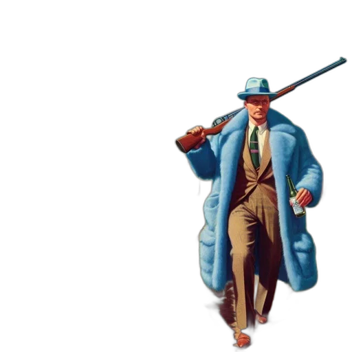 jacket, staff, hat, umbrella, concept art, comic book art, pixel art, blue transparent PNG cut-out
