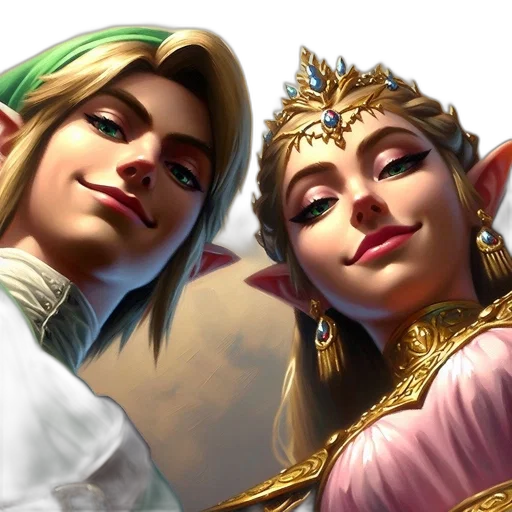 fantasy art, concept art, photorealistic, 3d render, two, stylized, characters, one transparent PNG cut-out