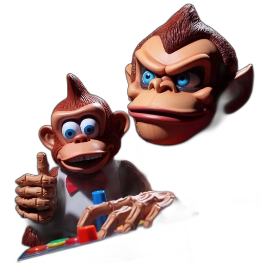 3d render, concept art, photorealistic, two, cartoonish, monkey, characters, depicted transparent PNG cut-out
