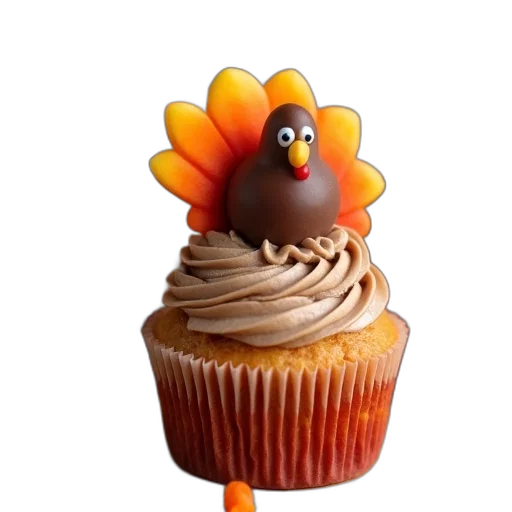 food, 3d render, photorealistic, close, cupcakes, chocolate, covered, turkey transparent PNG cut-out