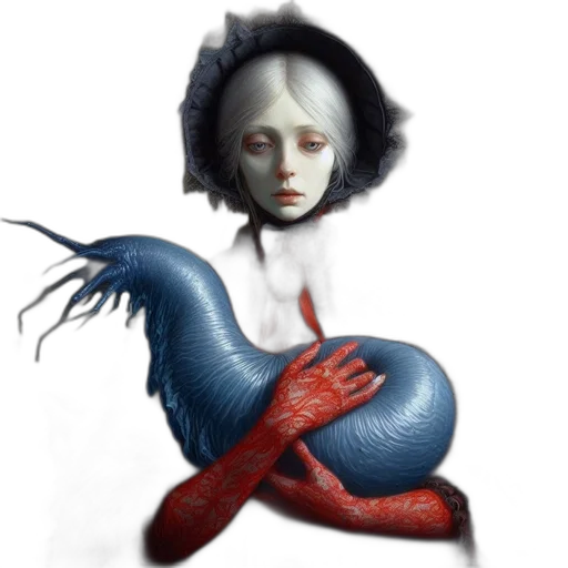 creature, mask, dress, concept art, fantasy art, pixel art, photorealistic, underwater transparent PNG cut-out
