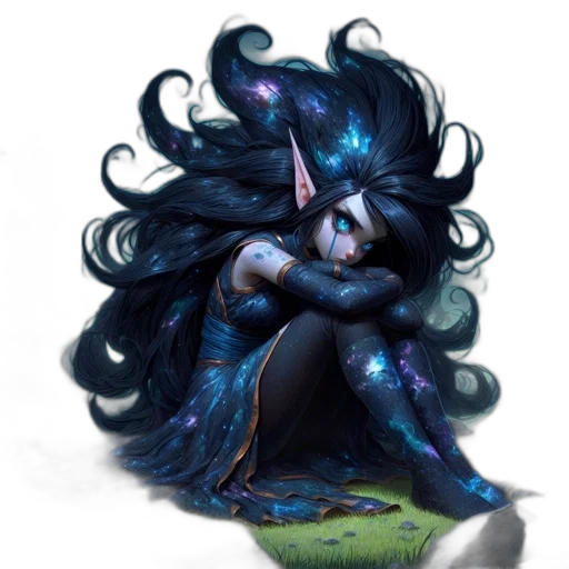dress, creature, fantasy art, concept art, pixel art, comic book art, outer space, dark transparent PNG cut-out