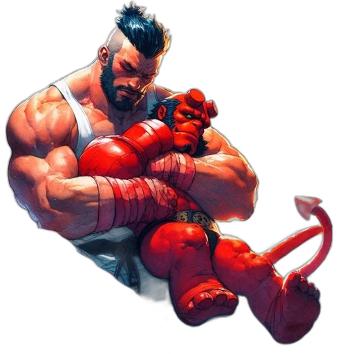 concept art, comic book art, pixel art, photorealistic, red, two, animated, characters transparent PNG cut-out
