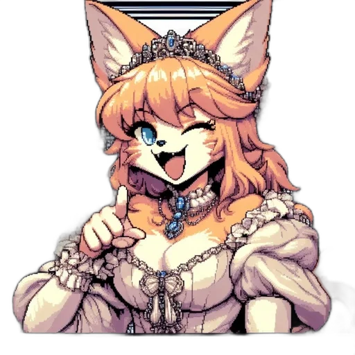 staff, crown, jewelry, dress, pixel art, anime, concept art, fantasy art transparent PNG cut-out