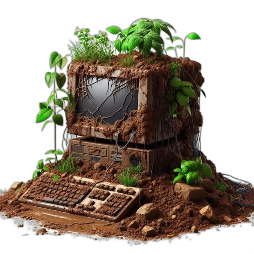 robot, furniture, tree, building, 3d render, concept art, pixel art, fantasy art transparent PNG cut-out