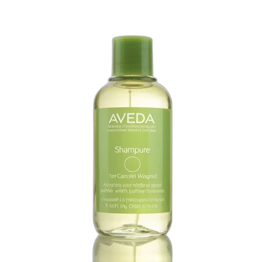 bottle, shampure, composition, oil, aveda, displayed, against, white transparent PNG cut-out