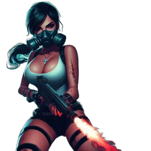 weapon, comic book art, concept art, cyberpunk, fantasy art, misty, eerie, forest transparent PNG cut-out