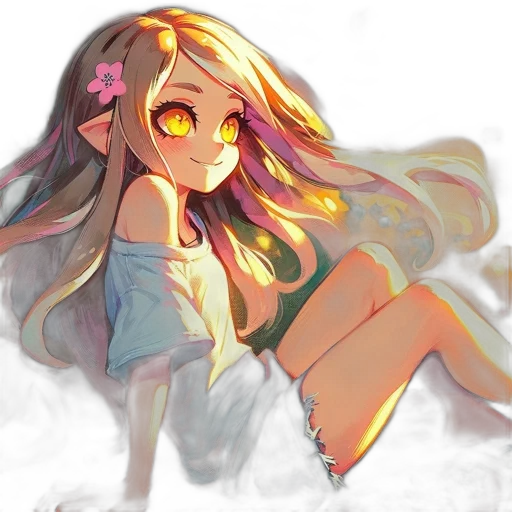 flower, dress, staff, face, anime, watercolor, pixel art, concept art transparent PNG cut-out