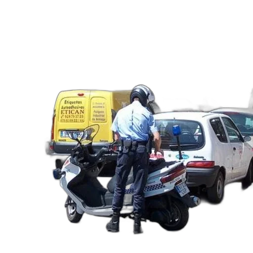 car, staff, robot, 3d render, police, officer, motorcycle, front transparent PNG cut-out