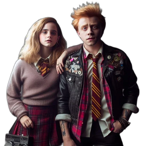 jacket, concept art, two, students, resembling, harry, potter, characters transparent PNG cut-out