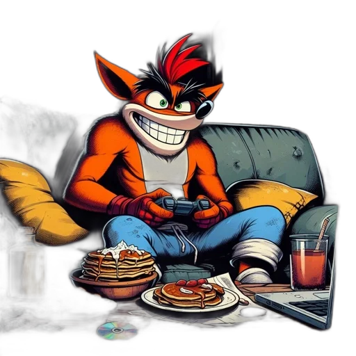 food, concept art, pixel art, 3d render, cartoon, anthropomorphic, orange, fox transparent PNG cut-out