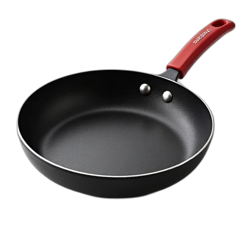 food, weapon, 3d render, black, frying, pan, non-stick, coating transparent PNG cut-out