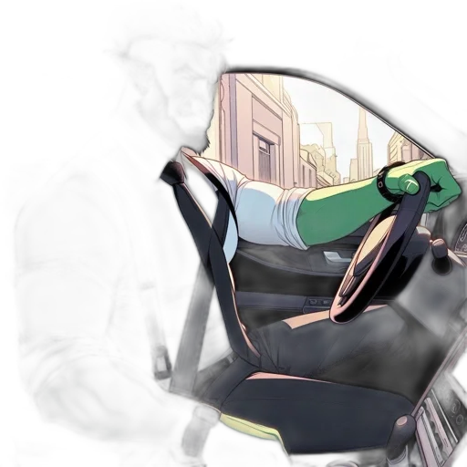 car, furniture, robot, concept art, 3d render, photorealistic, anime, green transparent PNG cut-out