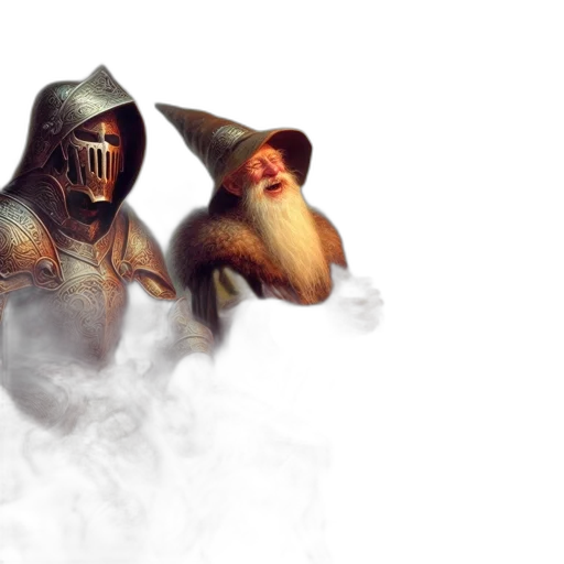 mask, sword, weapon, concept art, fantasy art, 3d render, photorealistic, fog transparent PNG cut-out
