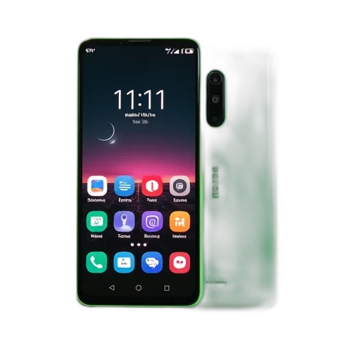 green, smartphone, black, screen, displaying, colorful, app, icons transparent PNG cut-out
