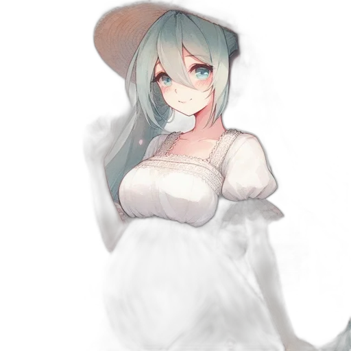 hat, dress, robot, creature, watercolor, anime, concept art, fantasy art transparent PNG cut-out
