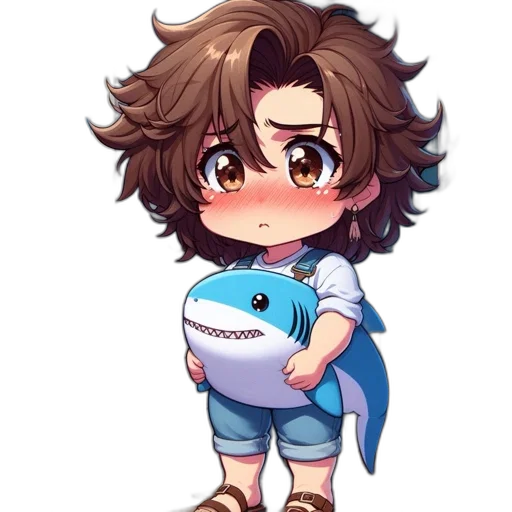 creature, anime, pixel art, vaporwave, cartoon, blue, chibi, character transparent PNG cut-out