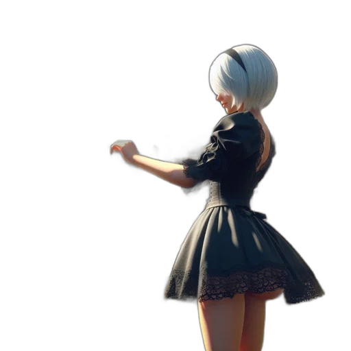 dress, weapon, robot, staff, 3d render, concept art, anime, photorealistic transparent PNG cut-out