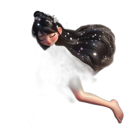 dress, creature, hair, concept art, fantasy art, 3d render, photorealistic, outer space transparent PNG cut-out