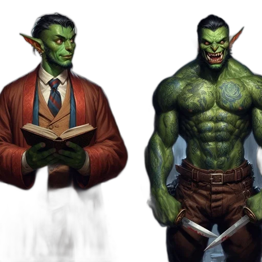 concept art, fantasy art, comic book art, photorealistic, green, green-skinned, creature, shown transparent PNG cut-out