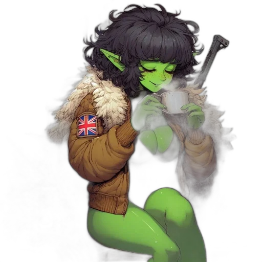 dragon, jacket, staff, concept art, fantasy art, comic book art, pixel art, green transparent PNG cut-out