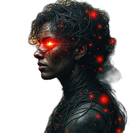 robot, face, hair, mask, cyberpunk, concept art, comic book art, 3d render transparent PNG cut-out