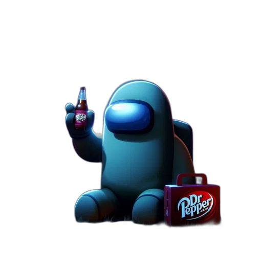 robot, bottle, food, animal, 3d render, concept art, pixel art, vaporwave transparent PNG cut-out