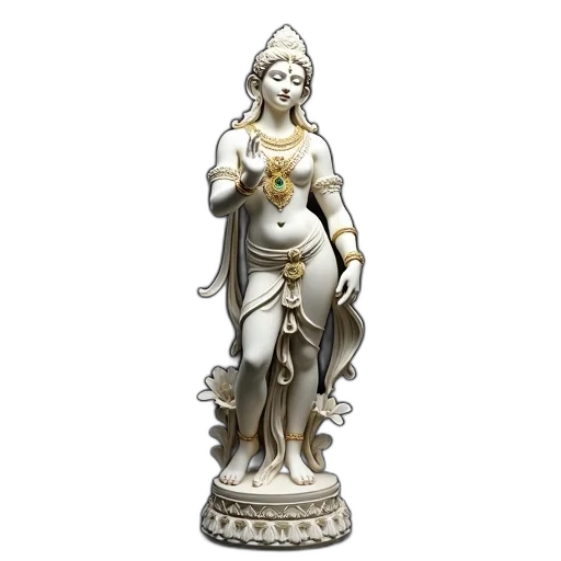 jewelry, 3d render, concept art, white, marble, statue, deity, serene transparent PNG cut-out