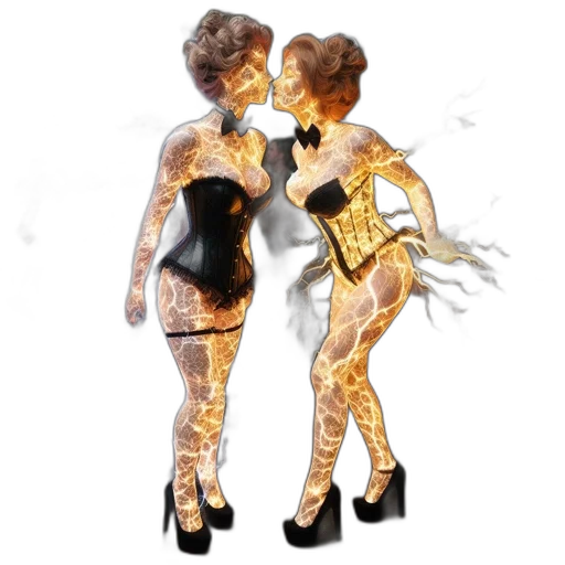 3d render, concept art, fantasy art, pixel art, outer space, golden, two, light-emitting transparent PNG cut-out