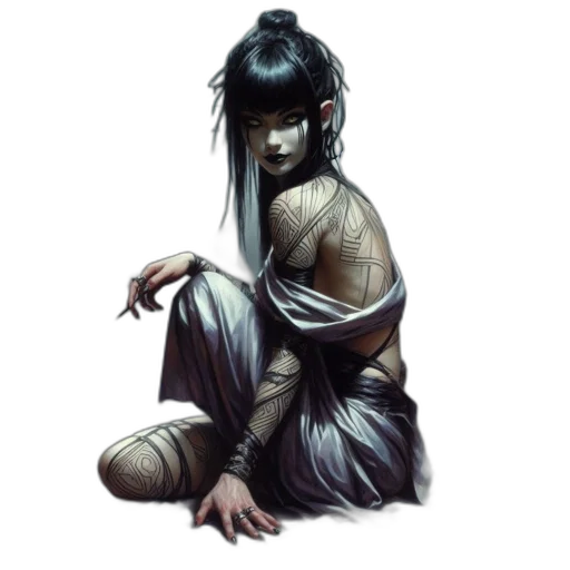 mask, creature, dress, concept art, fantasy art, comic book art, cyberpunk, dark transparent PNG cut-out