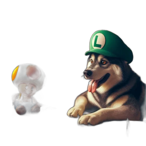 animal, hat, creature, concept art, pixel art, 3d render, watercolor, monochrome transparent PNG cut-out