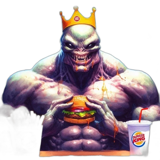 crown, food, creature, concept art, pixel art, fantasy art, comic book art, monstrous transparent PNG cut-out
