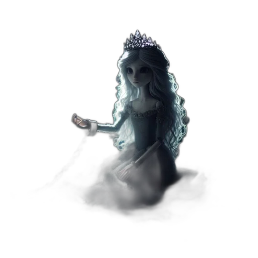crown, dress, hair, creature, concept art, fantasy art, watercolor, pixel art transparent PNG cut-out