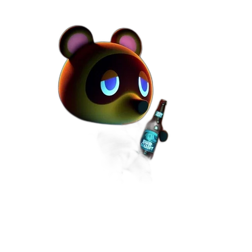bottle, mask, animal, creature, concept art, pixel art, 3d render, vaporwave transparent PNG cut-out