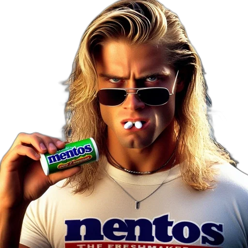 food, hair, weapon, bottle, photorealistic, vaporwave, man, long transparent PNG cut-out