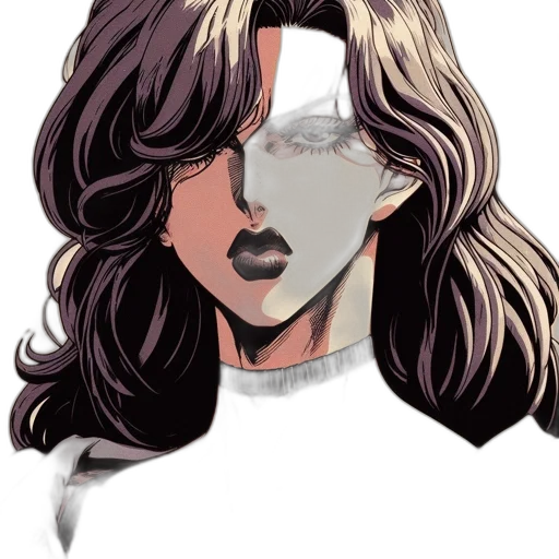 mask, face, hair, staff, comic book art, concept art, pixel art, cartoon transparent PNG cut-out