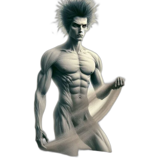 hair, creature, sword, robot, concept art, fantasy art, 3d render, comic book art transparent PNG cut-out