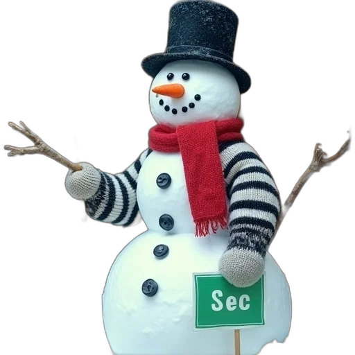 3d render, snow, snowman, carrot, nose, black, top, hat transparent PNG cut-out