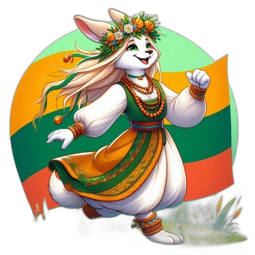 dress, concept art, fantasy art, pixel art, watercolor, joyful, rabbit-like, character transparent PNG cut-out