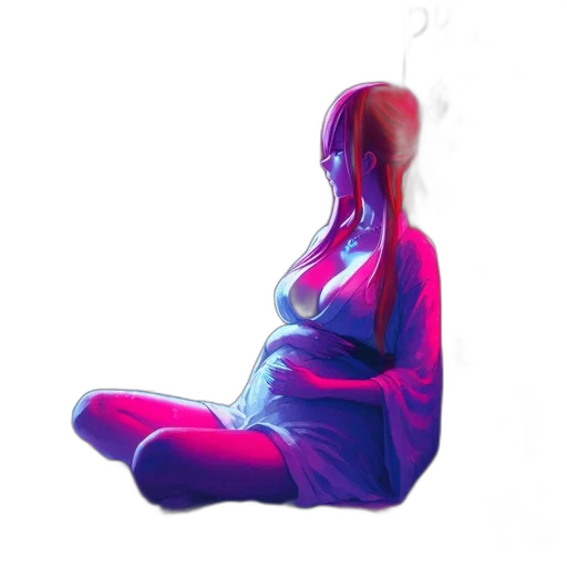 dress, bottle, hair, mask, concept art, vaporwave, 3d render, pixel art transparent PNG cut-out