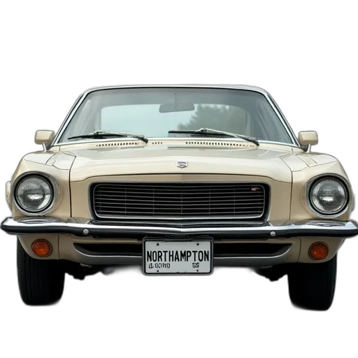 car, 3d render, photorealistic, beige, sedan, parked, street, cloudy transparent PNG cut-out