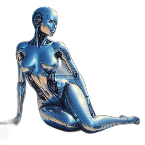 robot, jewelry, concept art, 3d render, cyberpunk, fantasy art, blue, futuristic transparent PNG cut-out