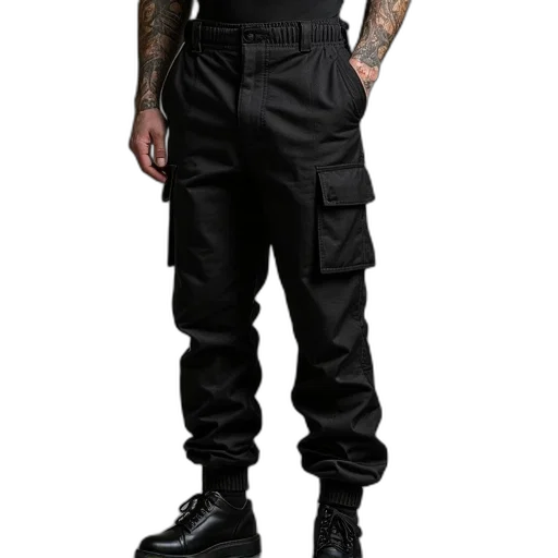 jacket, staff, cyberpunk, concept art, 3d render, dark, propper, black transparent PNG cut-out