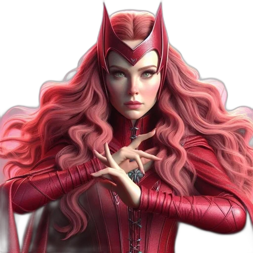 fantasy art, comic book art, concept art, 3d render, red, digital, rendering, female transparent PNG cut-out